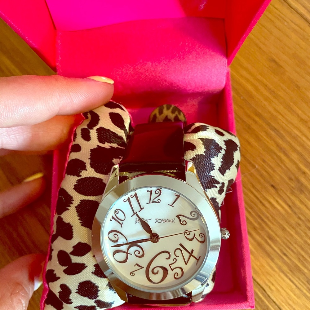 Black patent leather Betsy Johnson watch